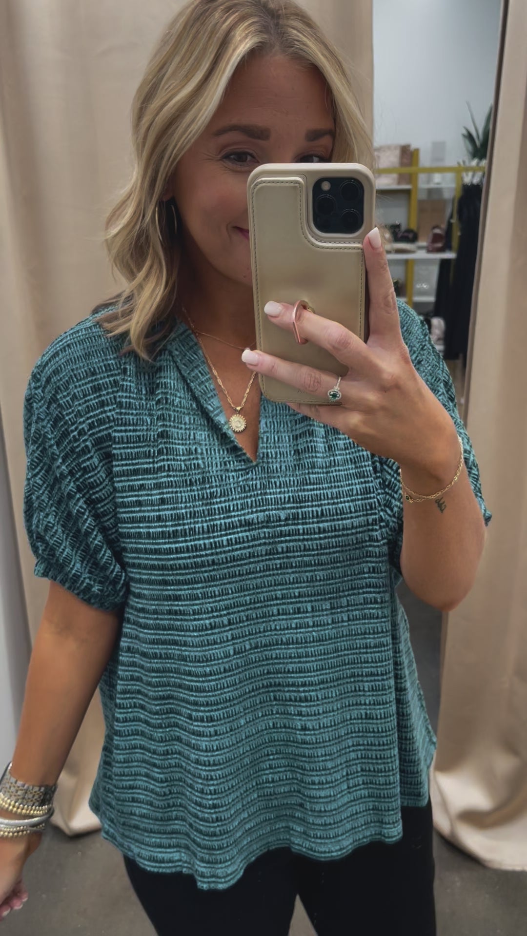 V Neck Velvet Top - Teal