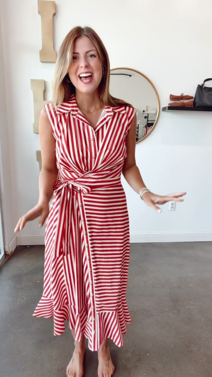 Wrap Front Maxi Dress - Red