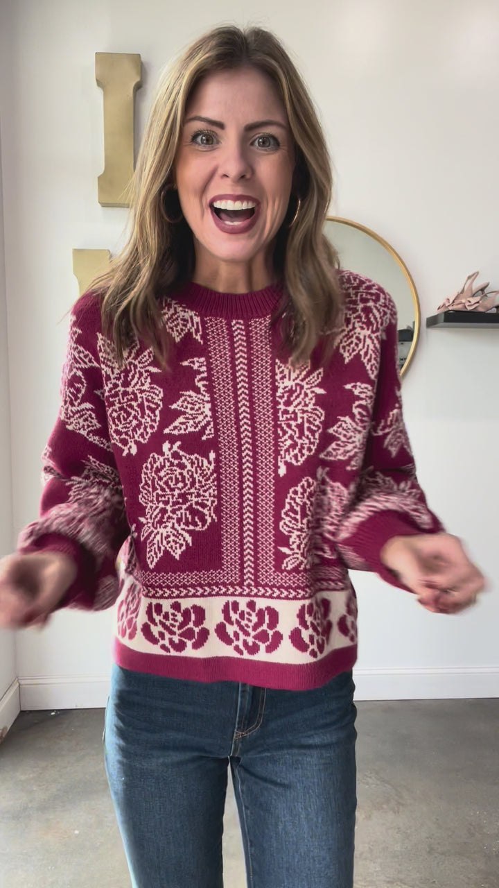 Printed Sweater - Red