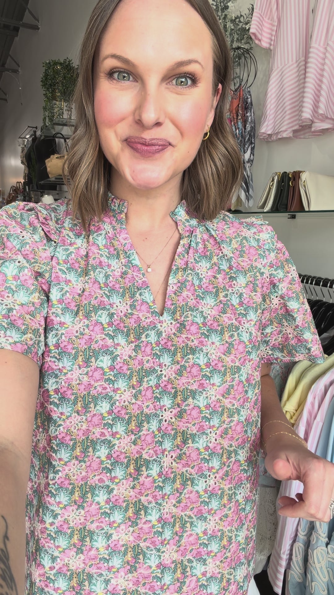 Embroidered V Neck Pastel Top