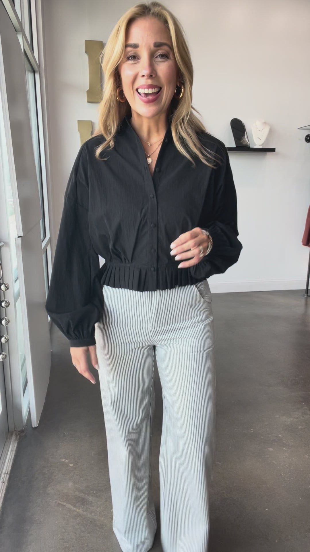 Striped Flared Pants - Black/White