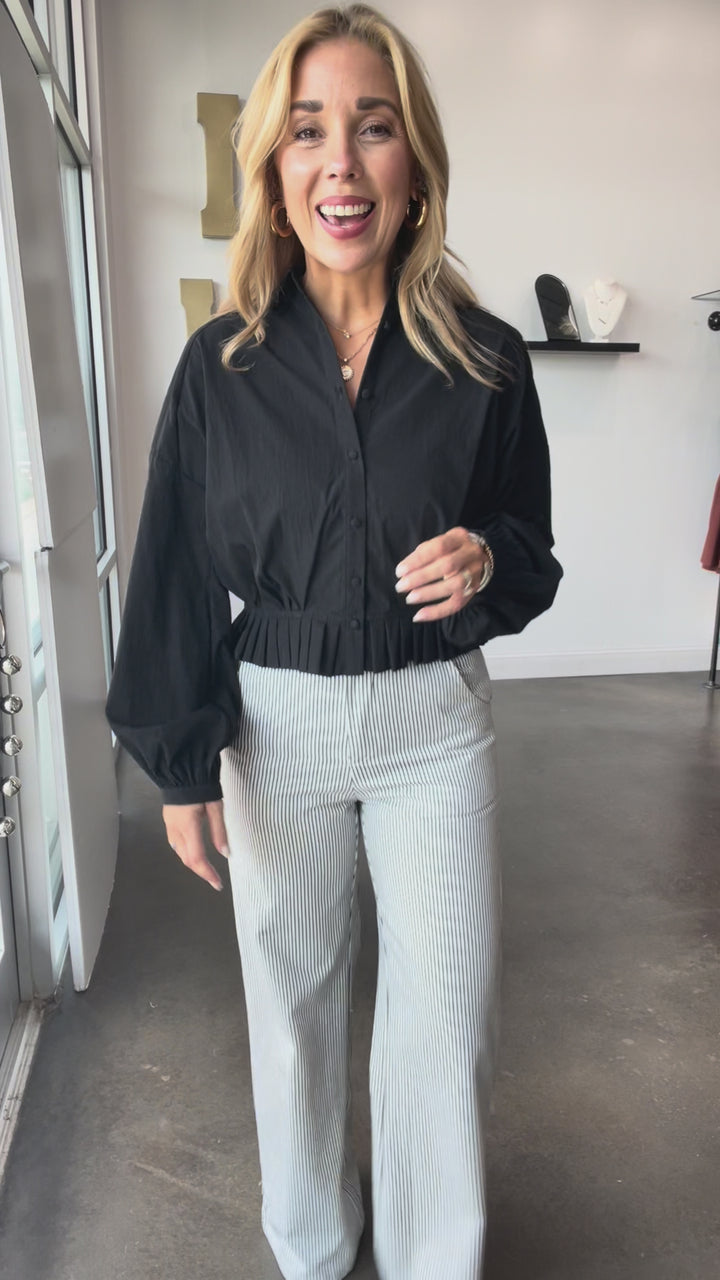Striped Flared Pants - Black/White