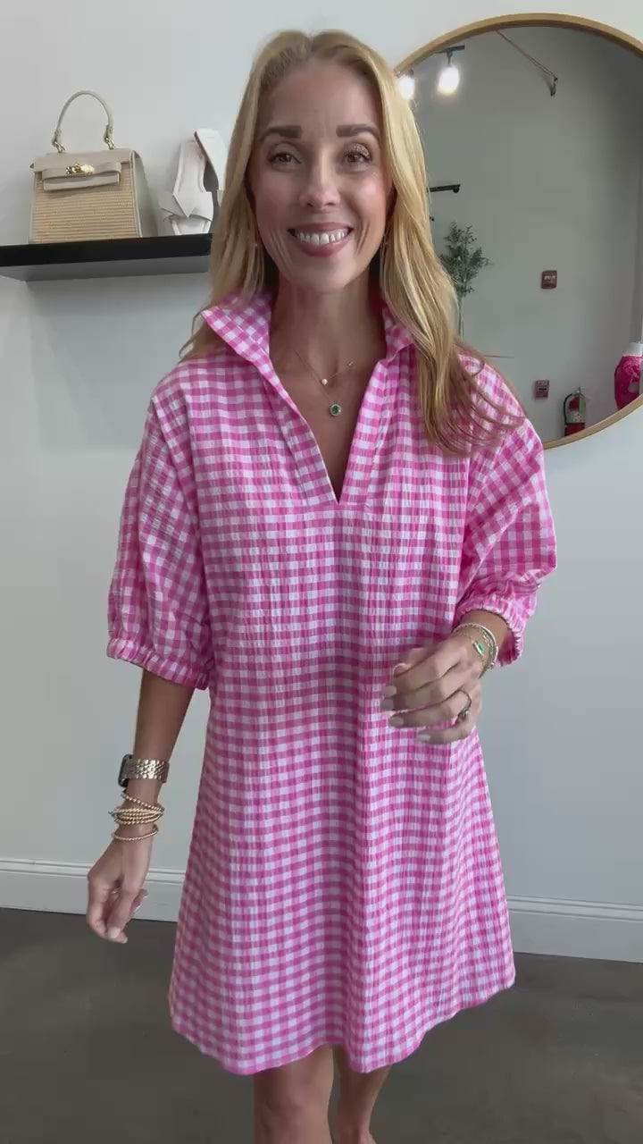 Gingham Dress - Pink