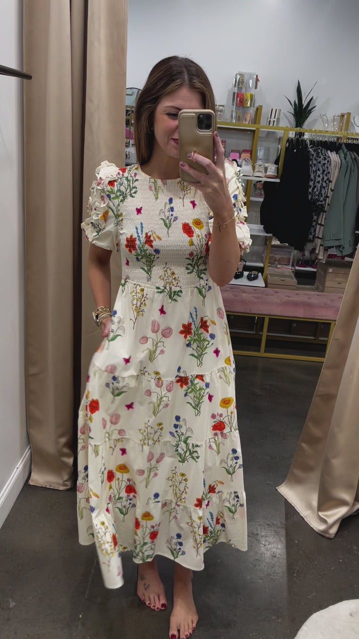 Puff Sleeve Floral Maxi Dress