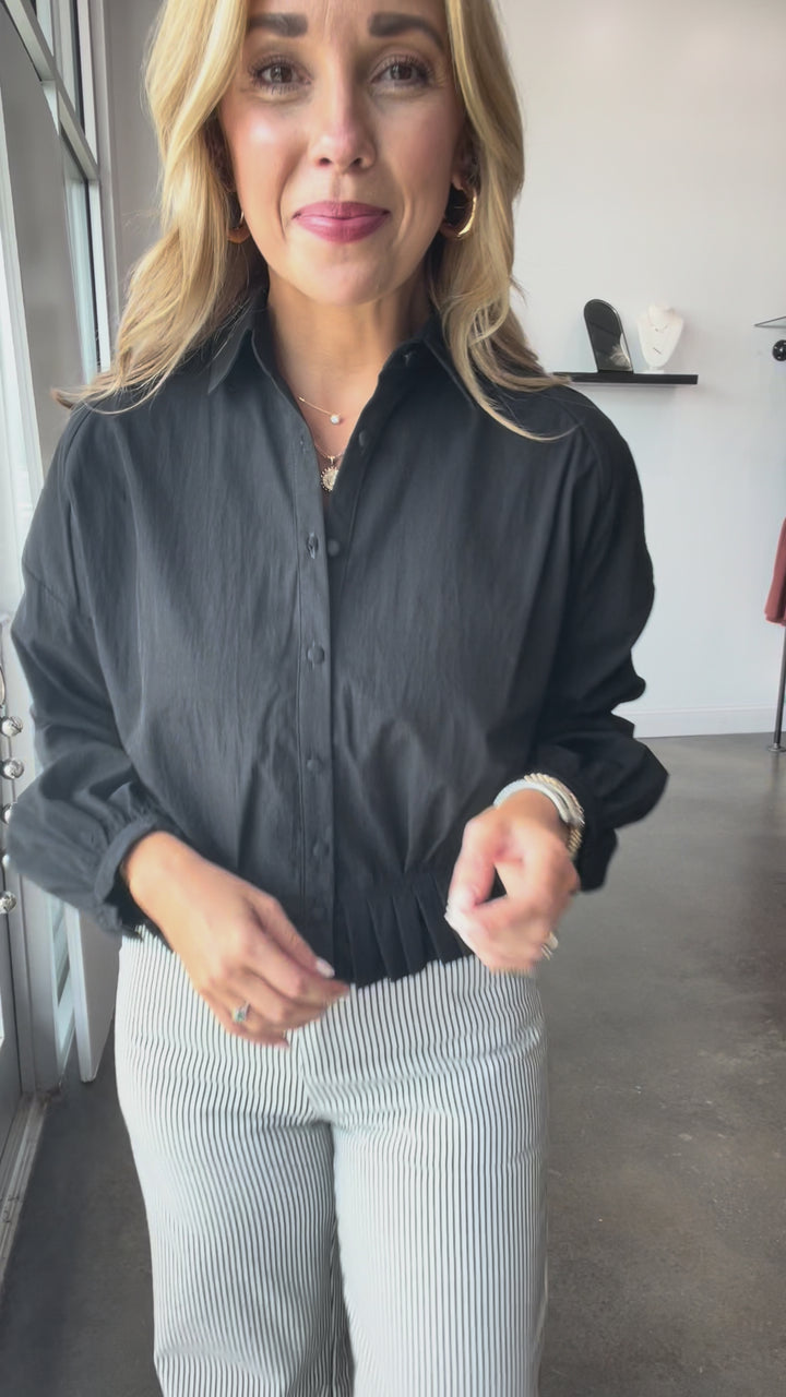 Pleated Hem Top - Black