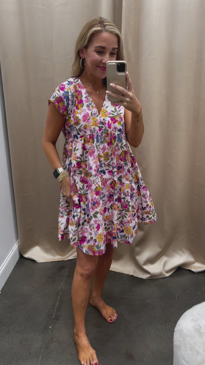 Asymmetrical Tiered Dress - Floral