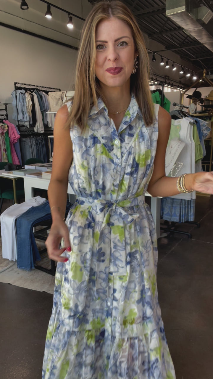 Button Down Floral Midi Dress