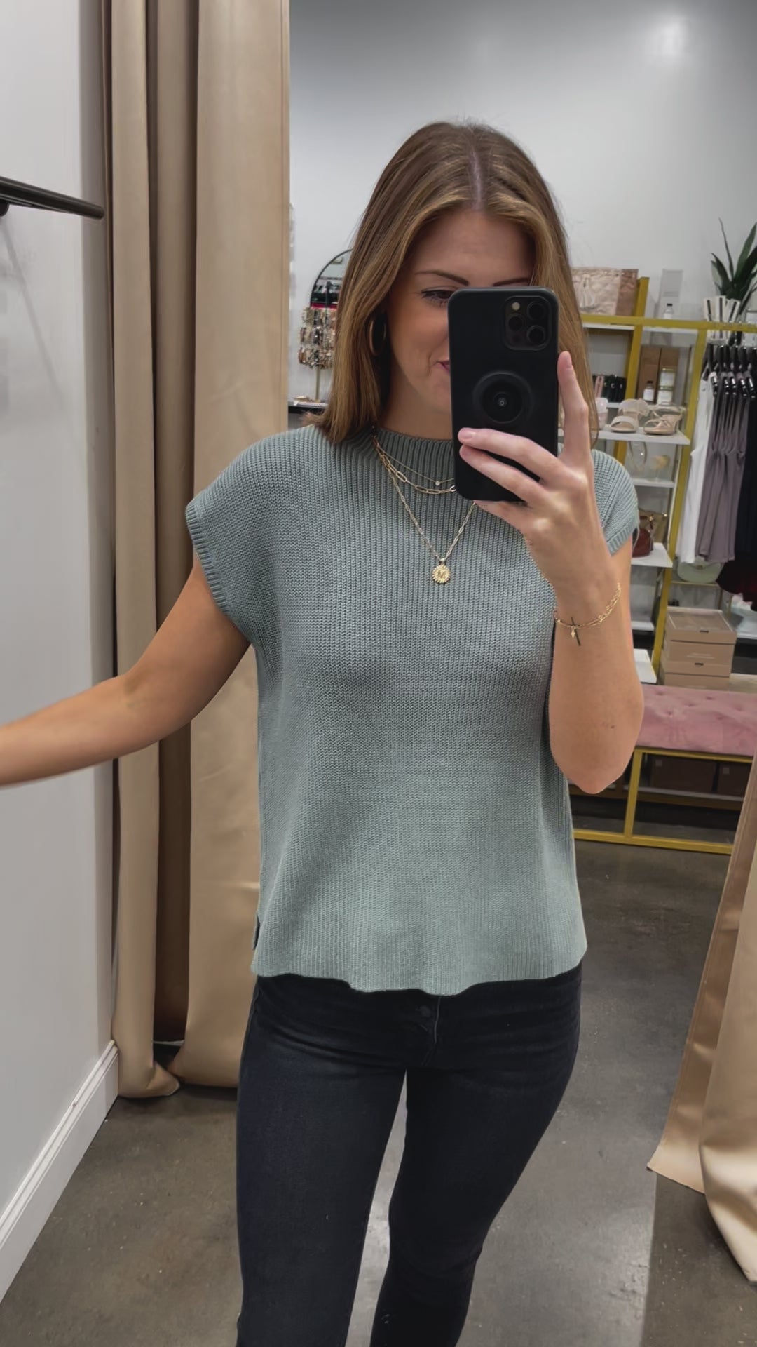 Mock Neck Sweater Top - Blue