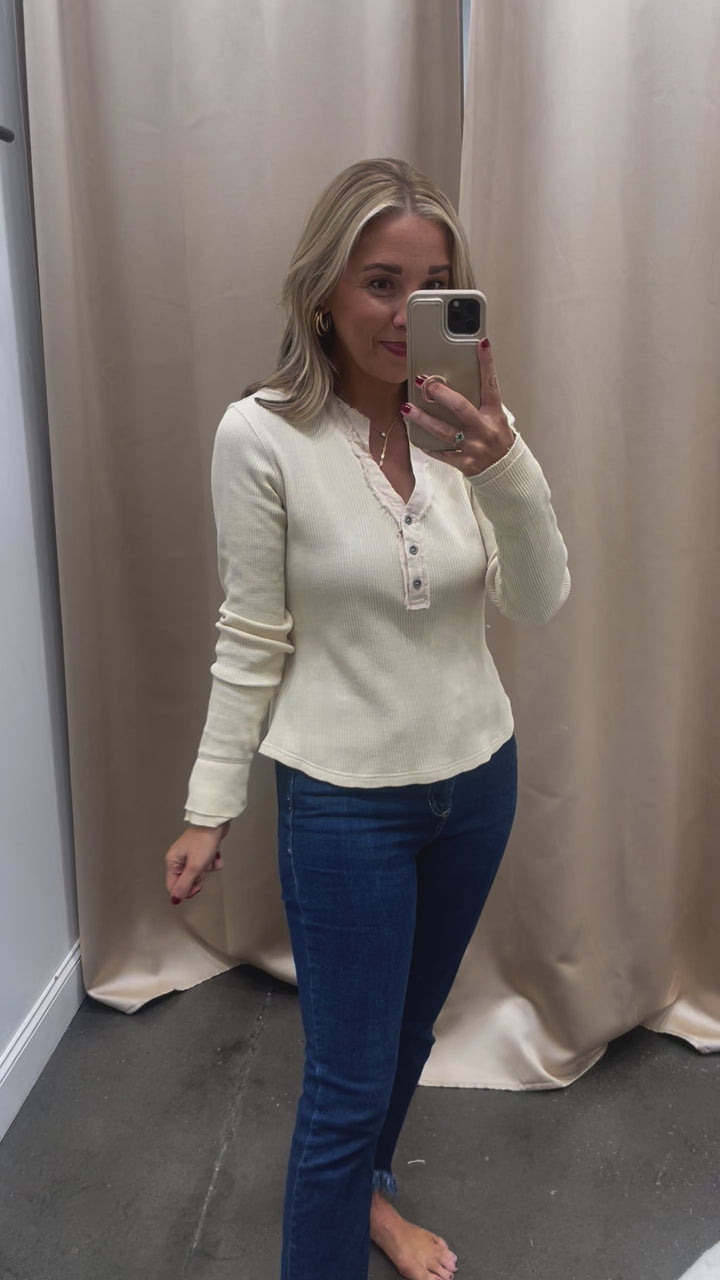 Thermal Henley Top - Almond