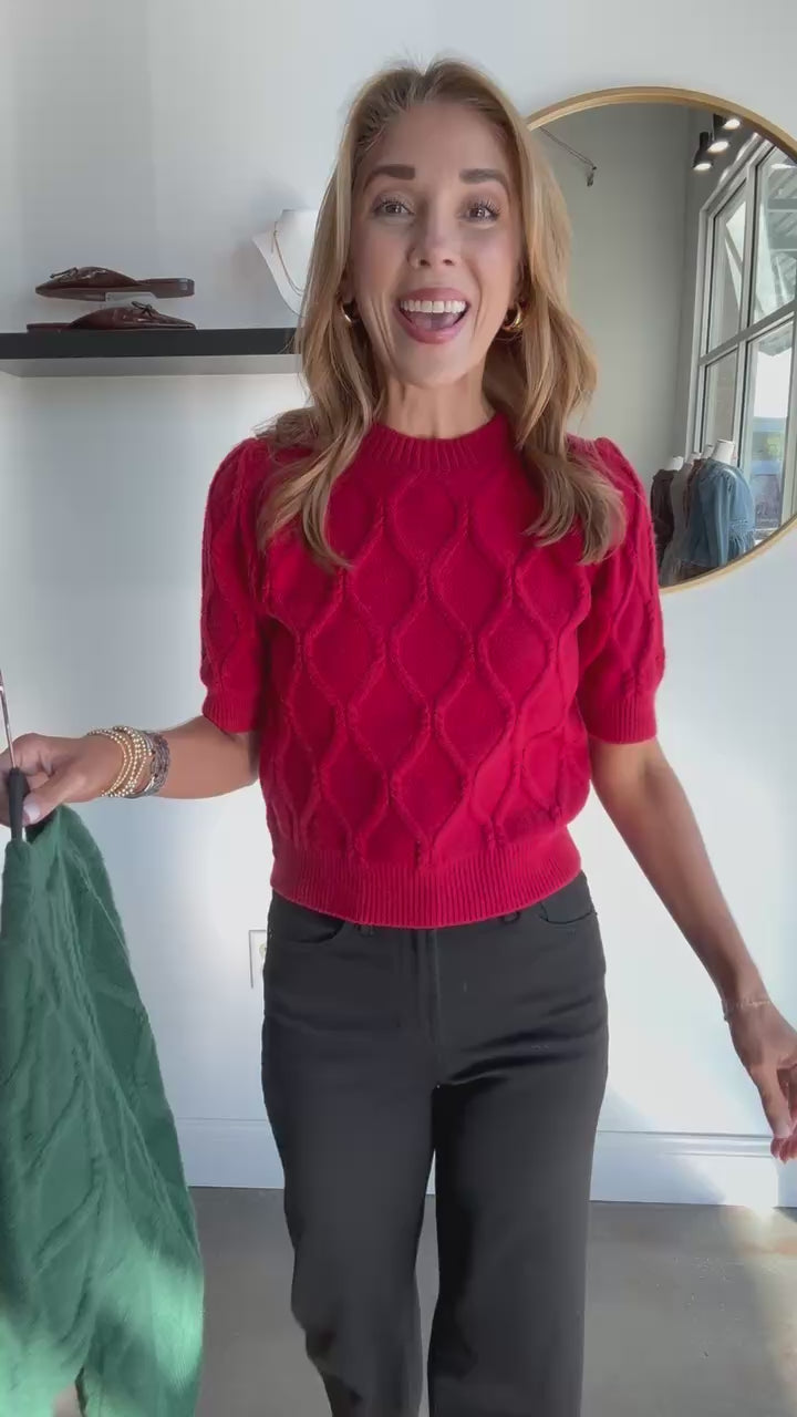 Short Sleeve Sweater - Red