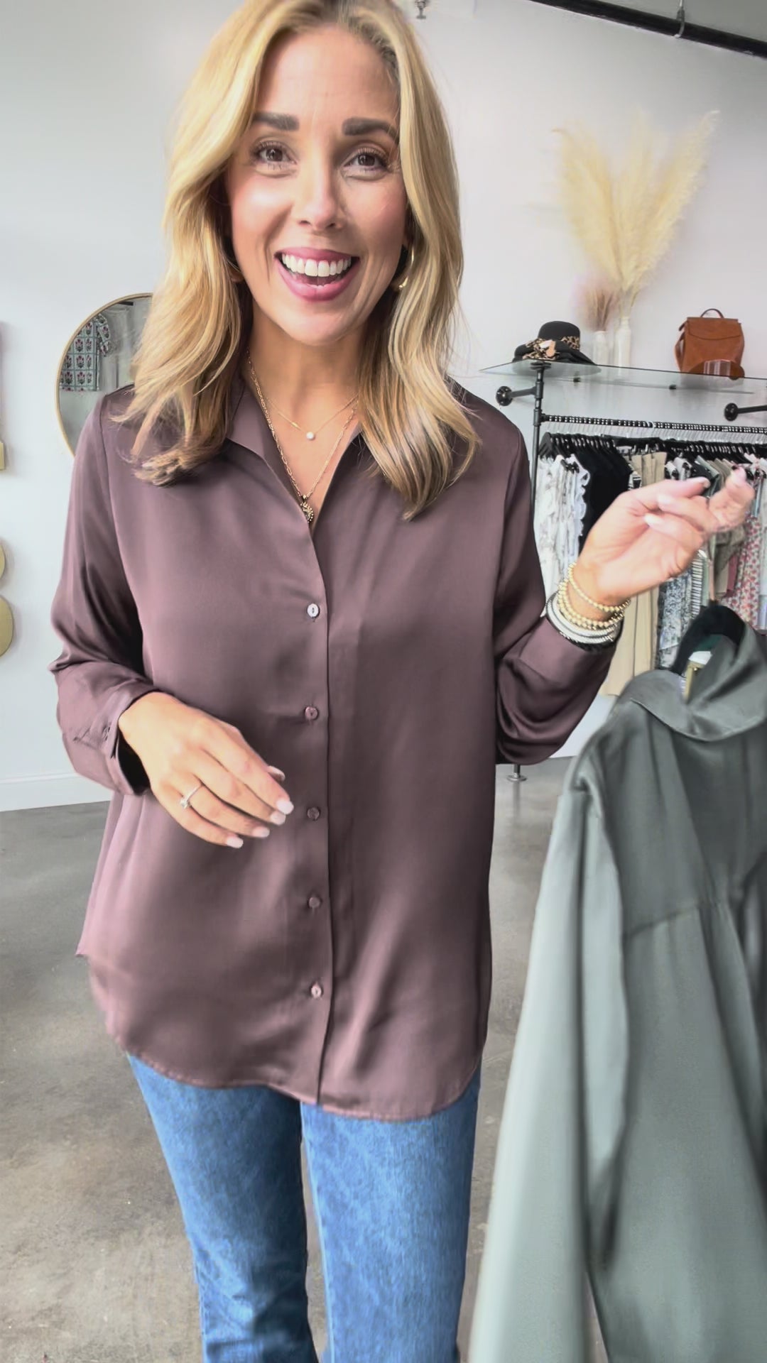 Satin Button Down - Black