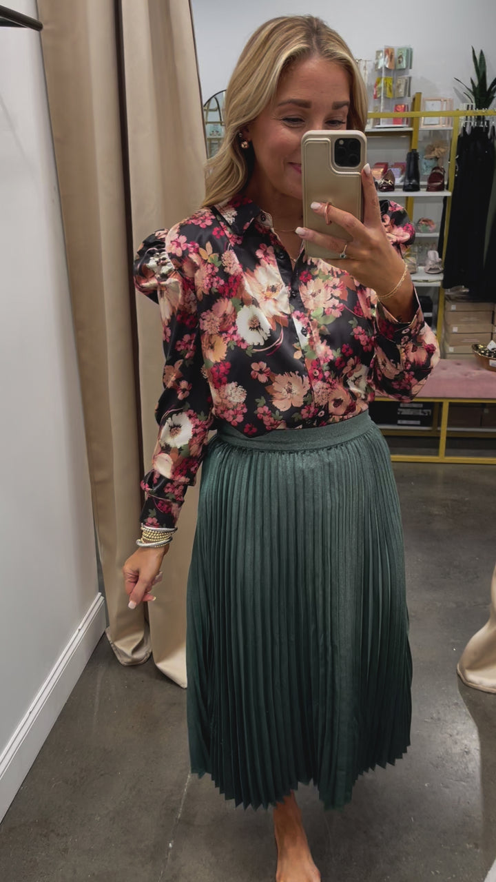 Floral Print Satin Blouse