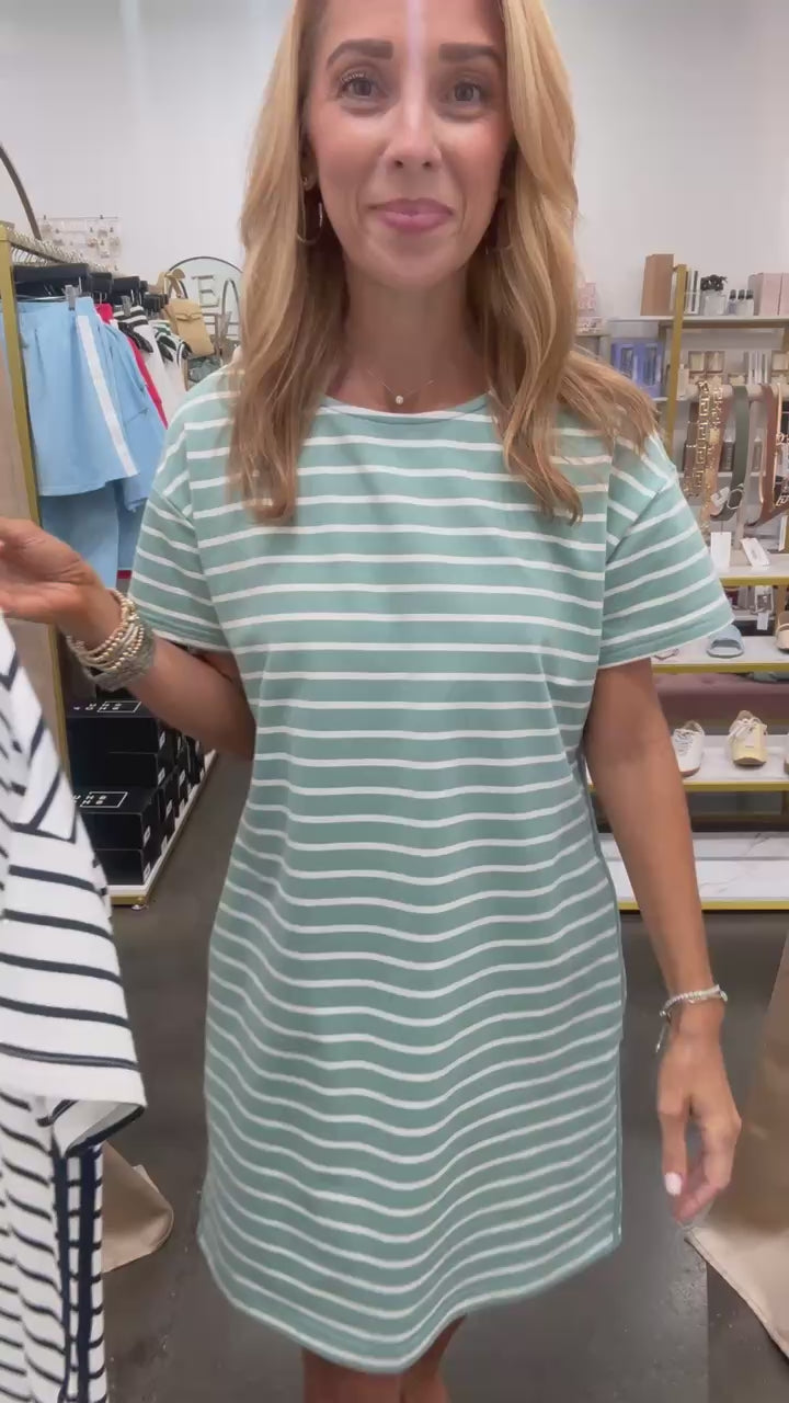 Striped Tee Dress - Navy