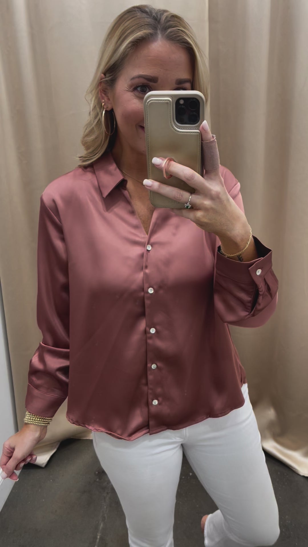 Satin Button Down - Sienna