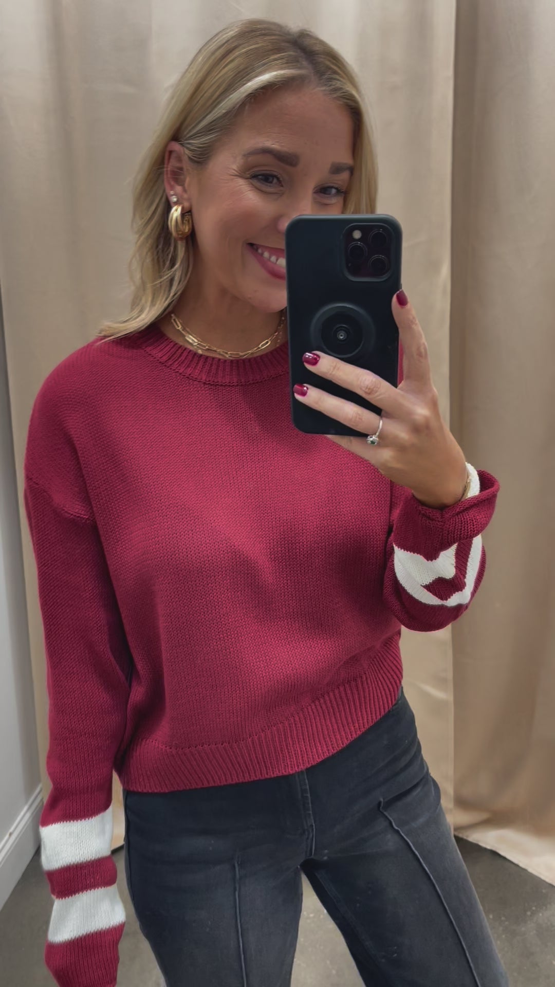 Varsity Game Day Sweater - Burgundy