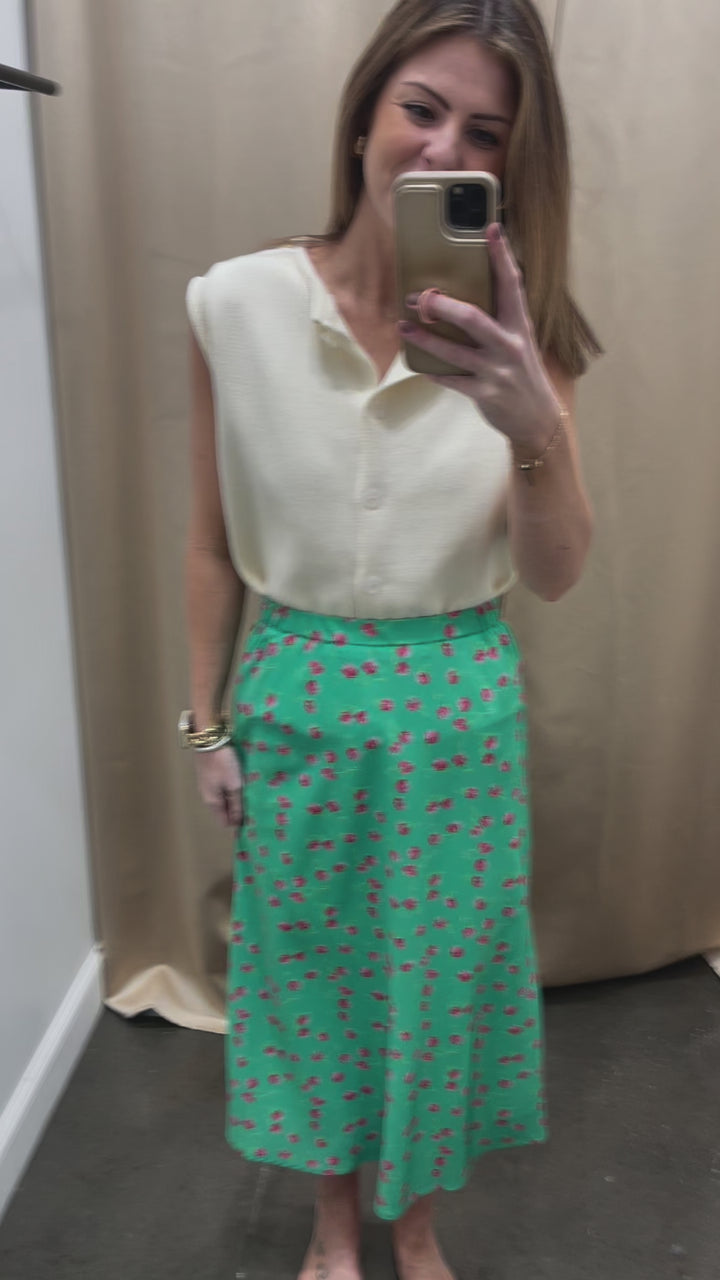 Floral Midi Skirt - Green