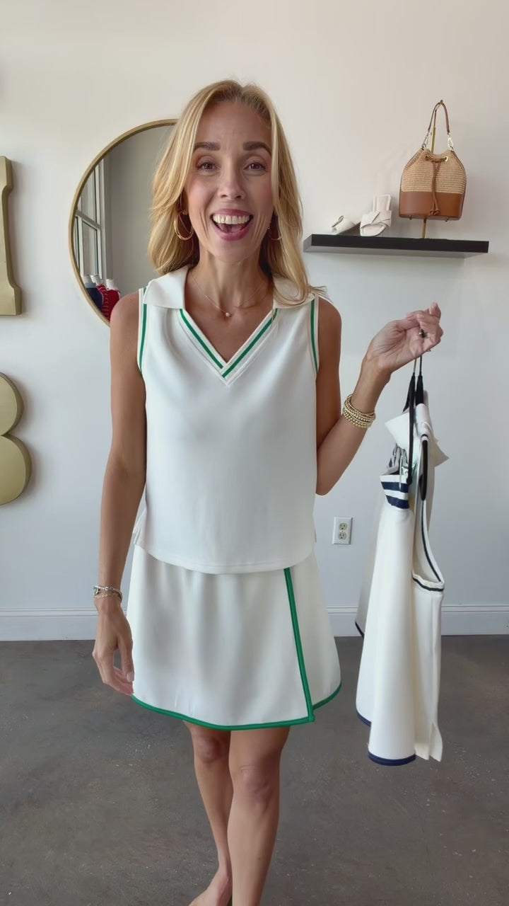 Soft Modal Collared Top - White/Navy