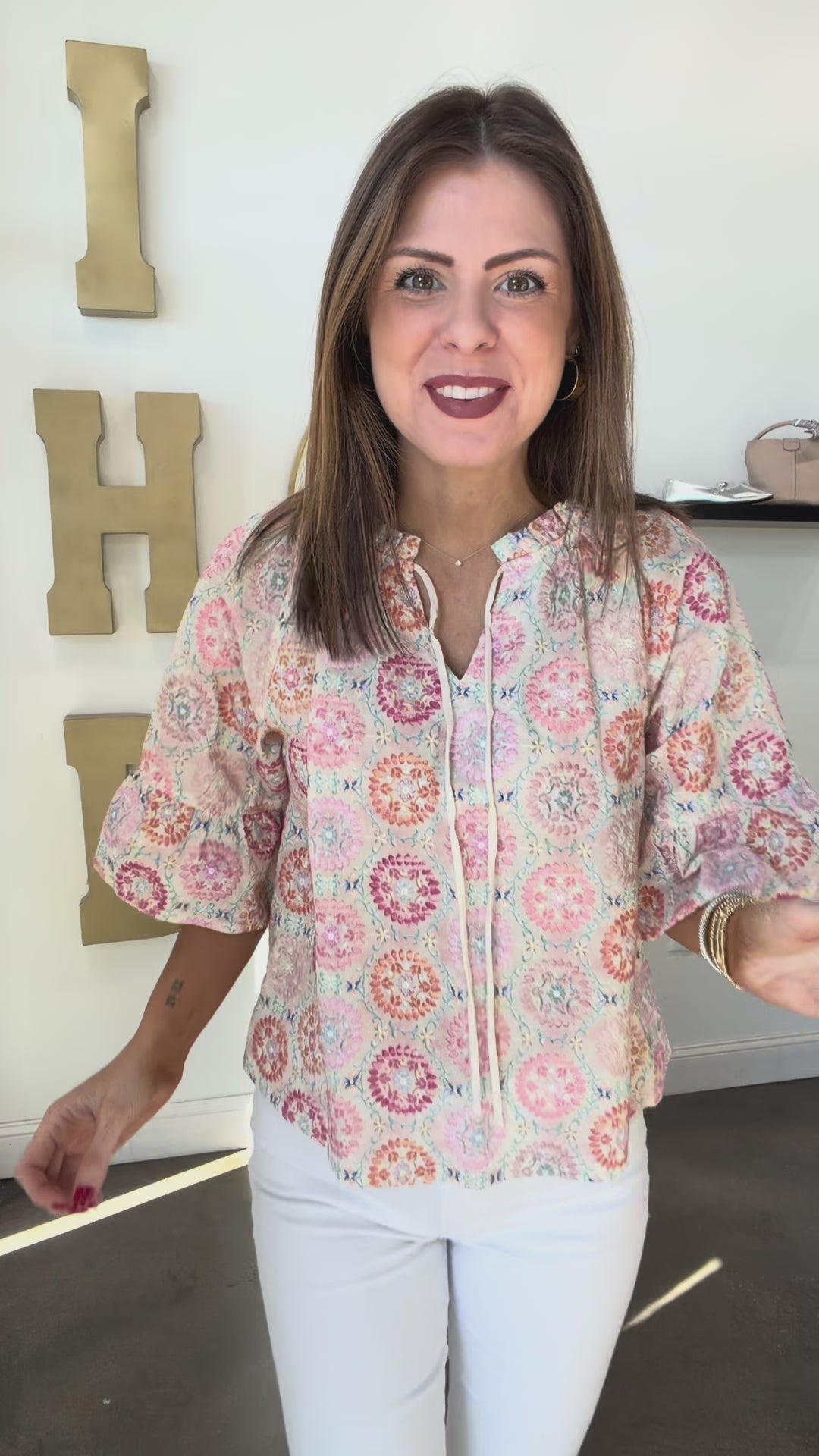 Embroidered Printed Top