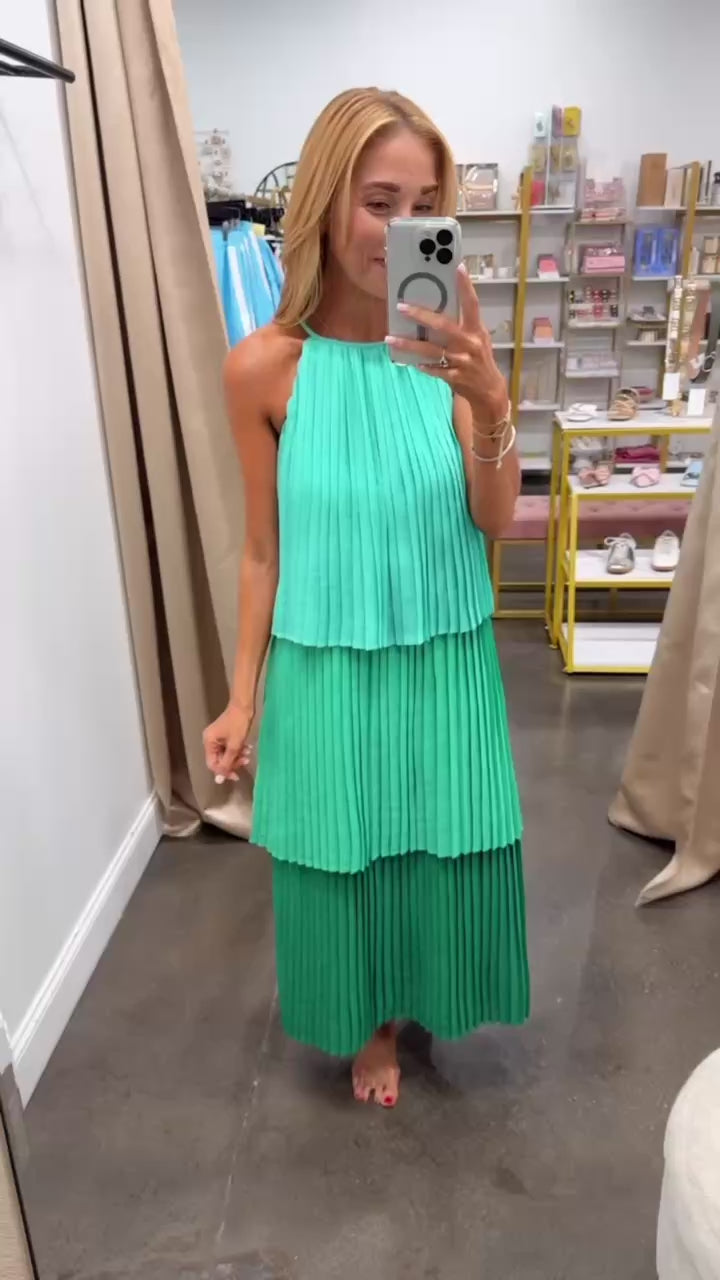 Tiered Halter Dress - Green