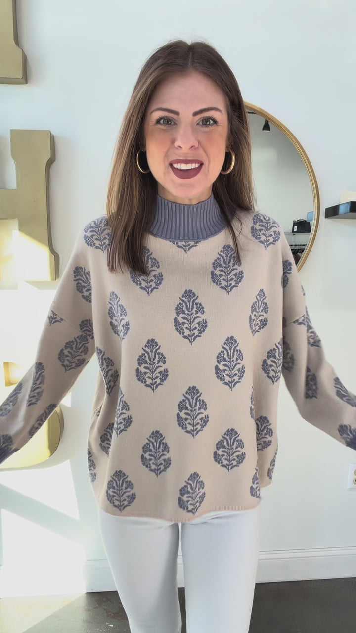 Printed Sweater - Cornflower Blue