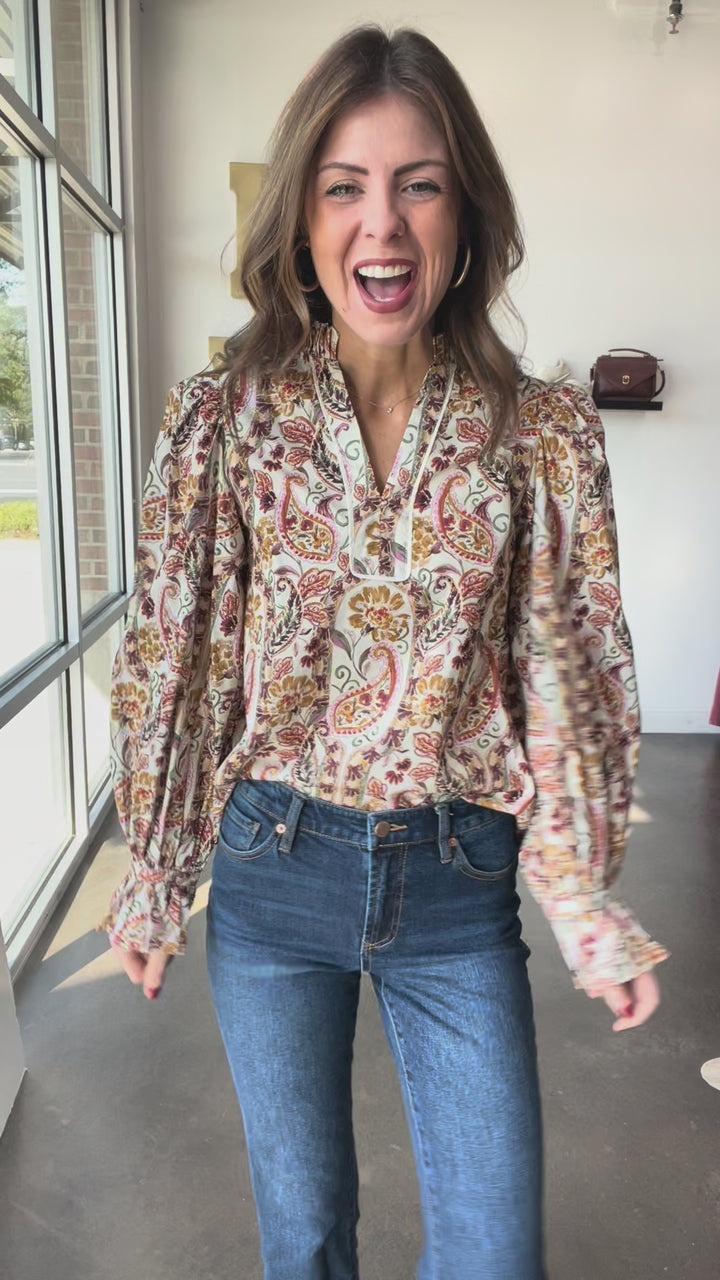 Long Sleeve Paisley Top