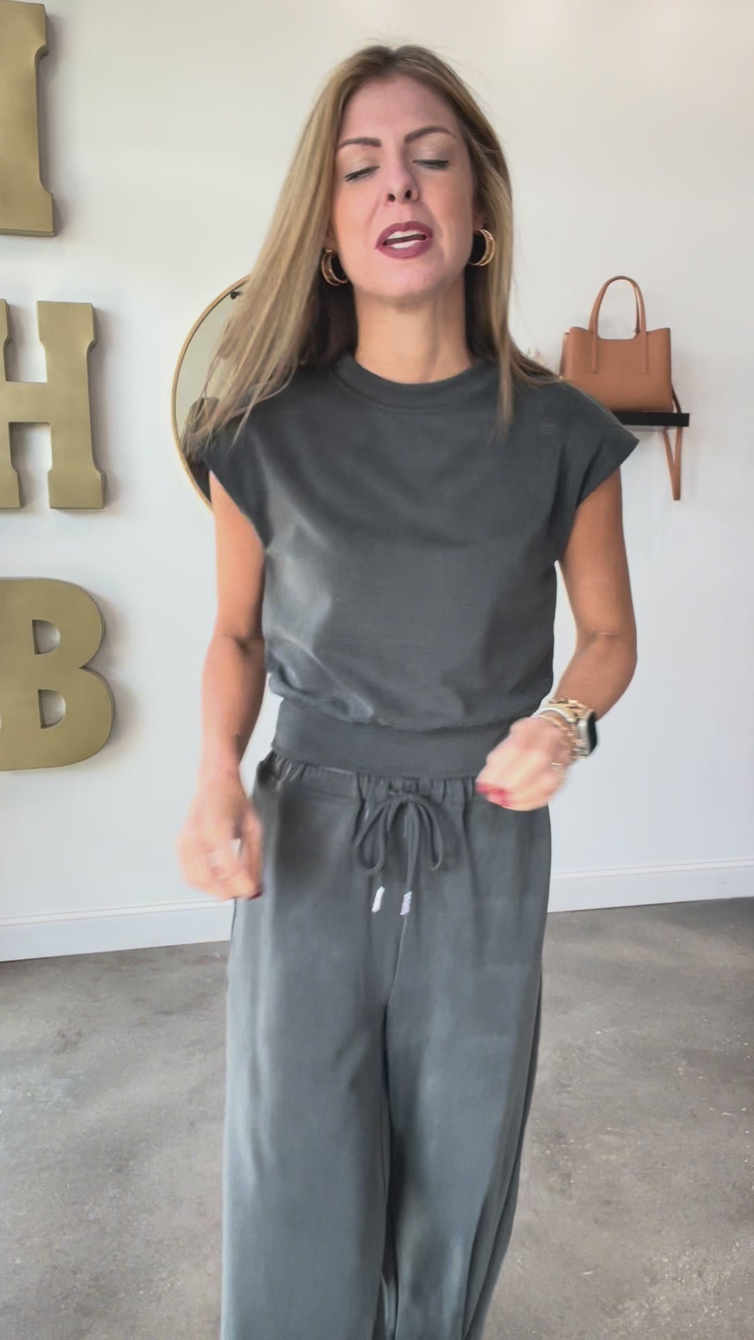 Elastic Waist Pants - Charcoal