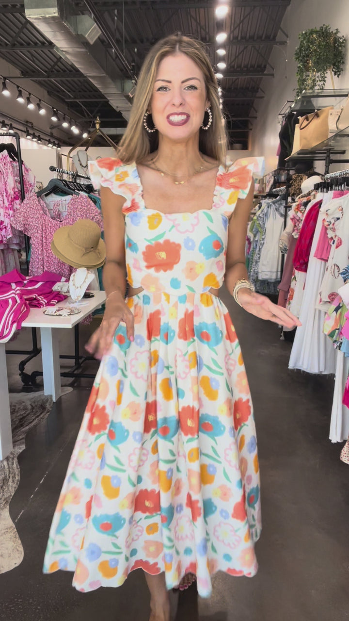 Scalloped Edge Floral Dress