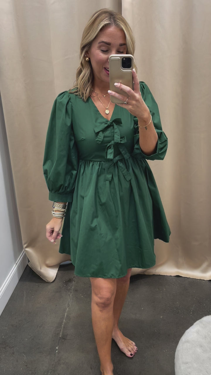 Bow Front Dress - Green