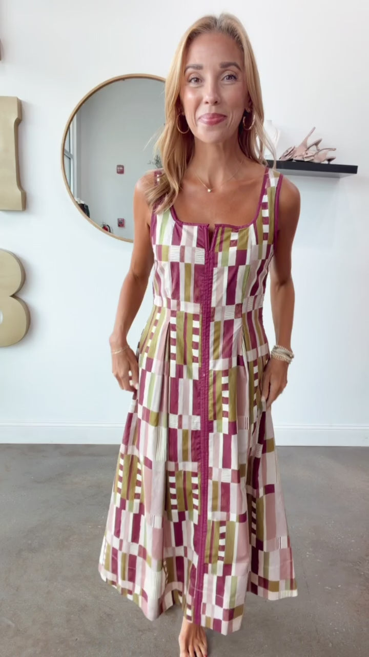 Abstract Printed Midi Dress