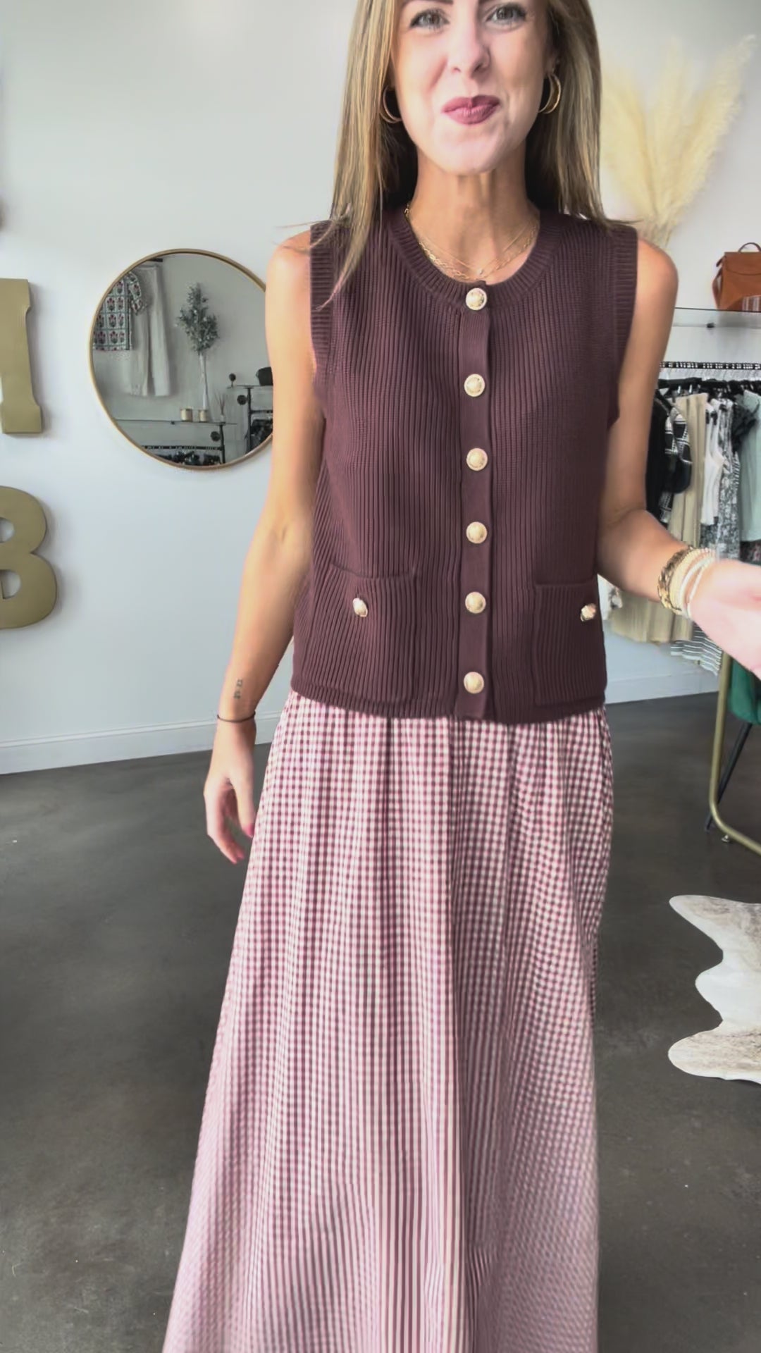 Gingham Maxi Skirt - Crimson