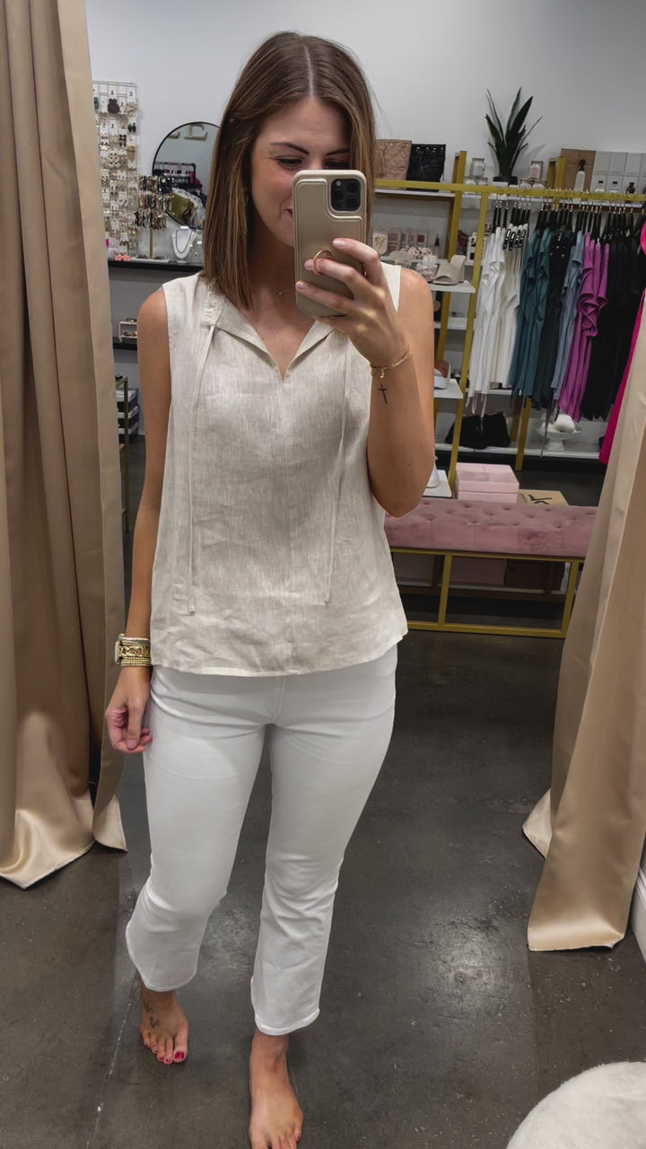 Sleeveless Linen Top - Greige