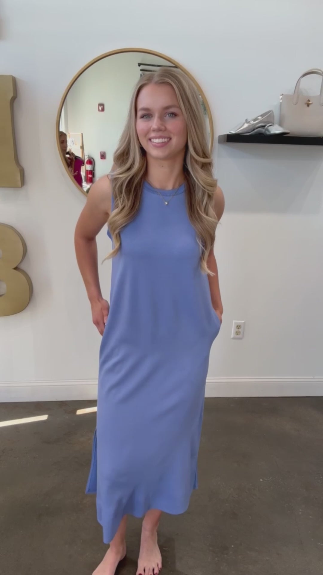 Contrast Trim Maxi Scuba Dress - Pink