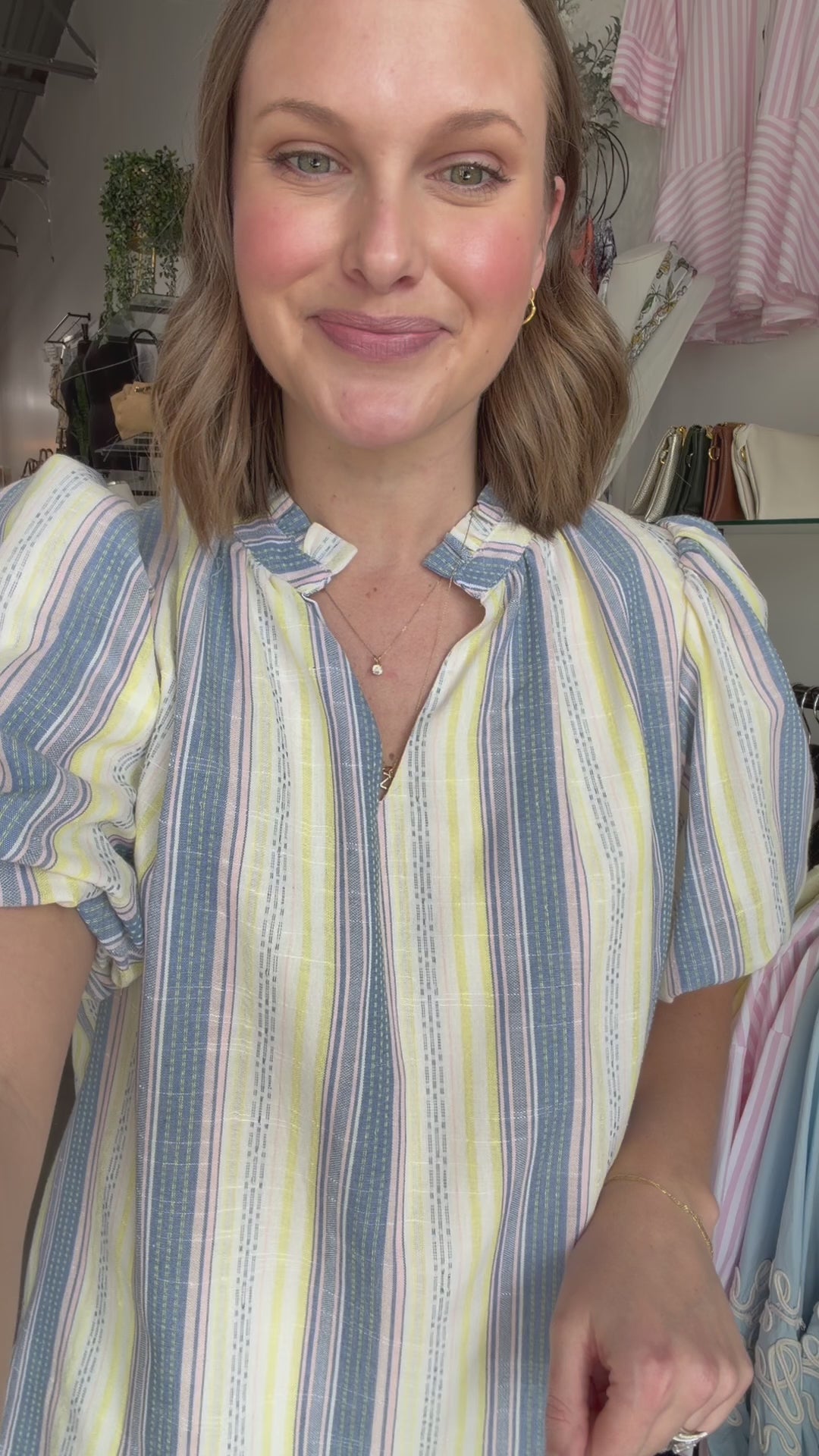 Striped Puff Sleeve Top