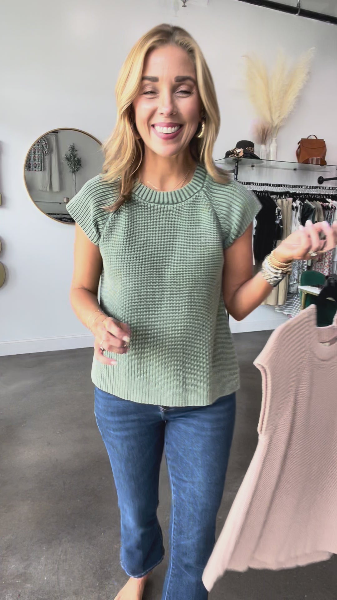 Textured Knit Top - Olive