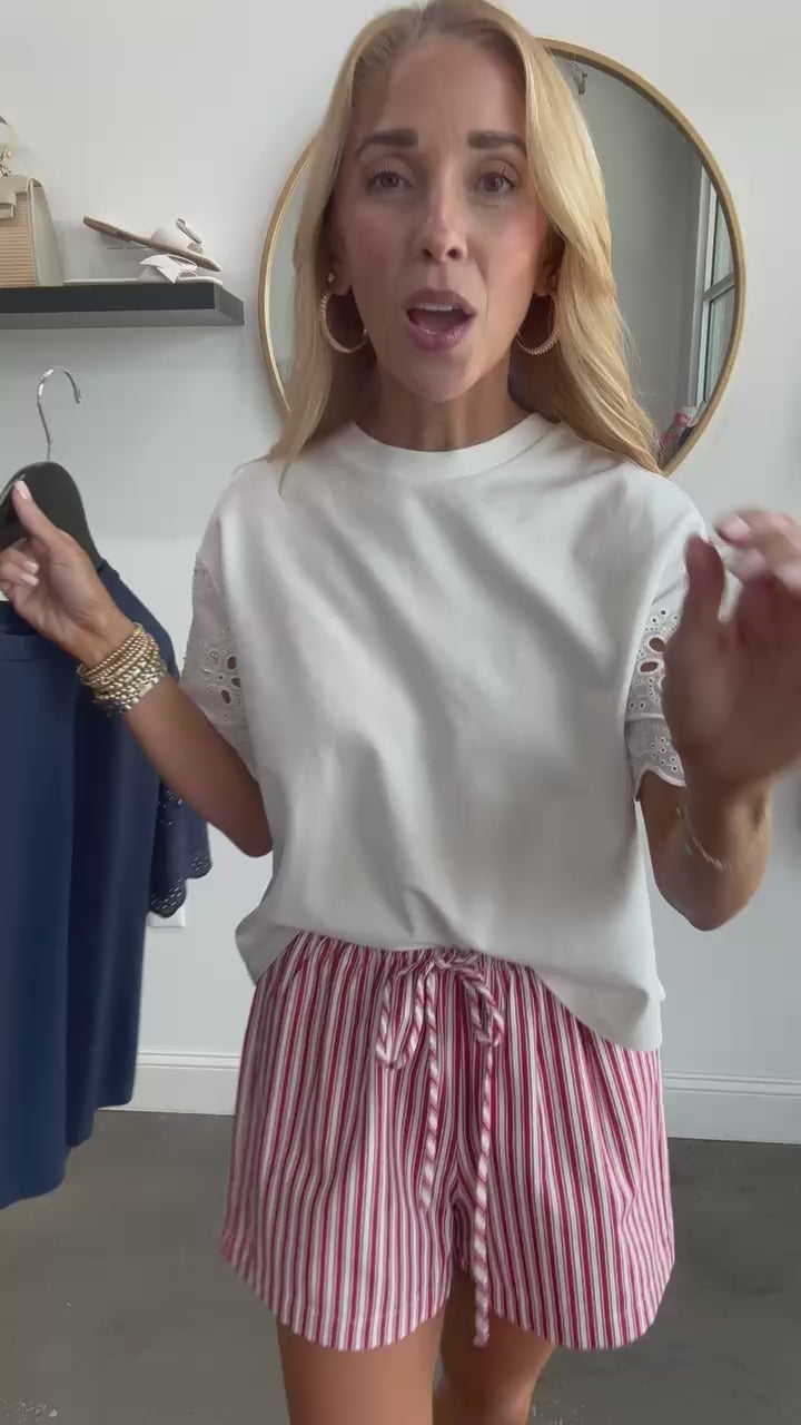 Dear John Embroidered Trim Tee - Navy