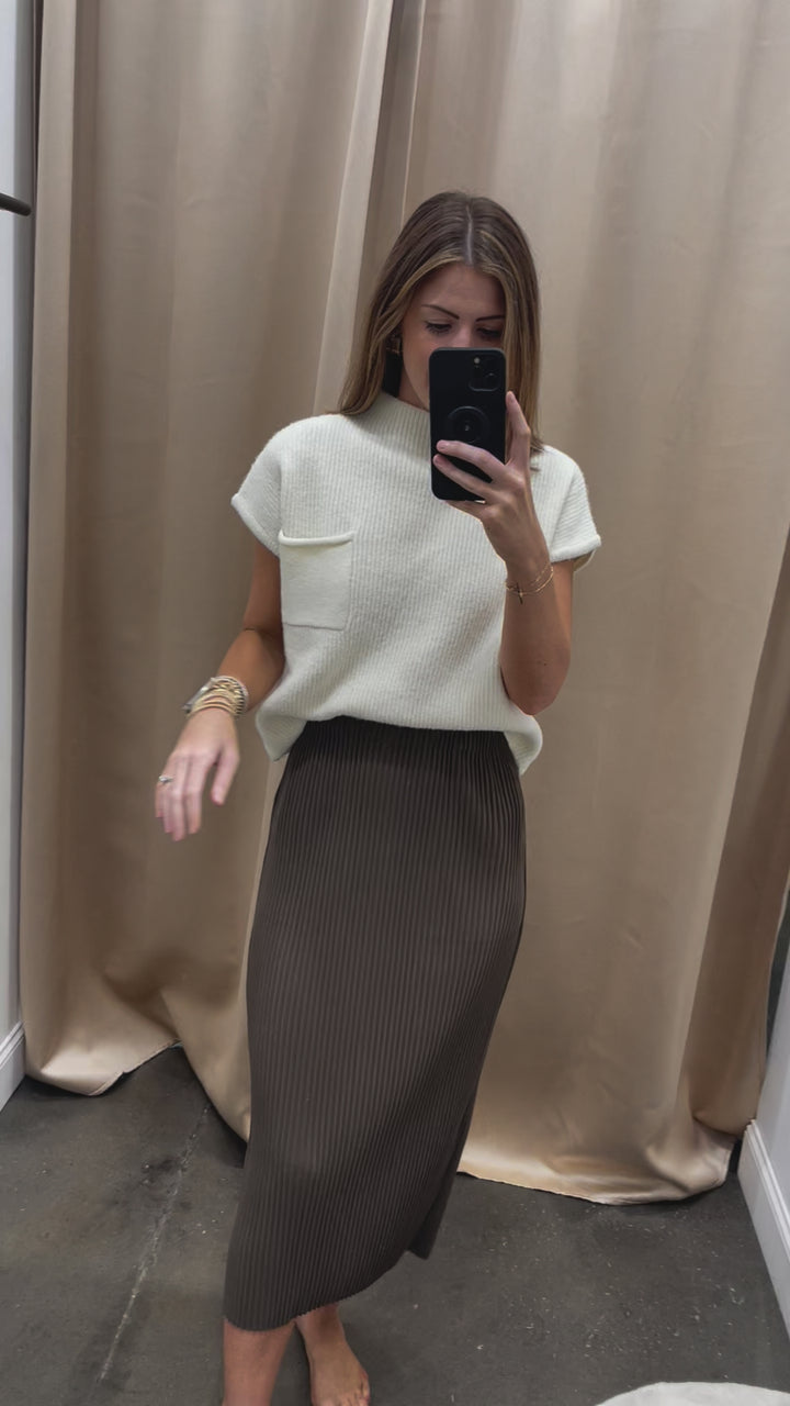 Pleated Midi Skirt - Umber