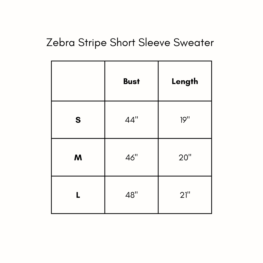 Zebra Stripe Short Sleeve Sweater
