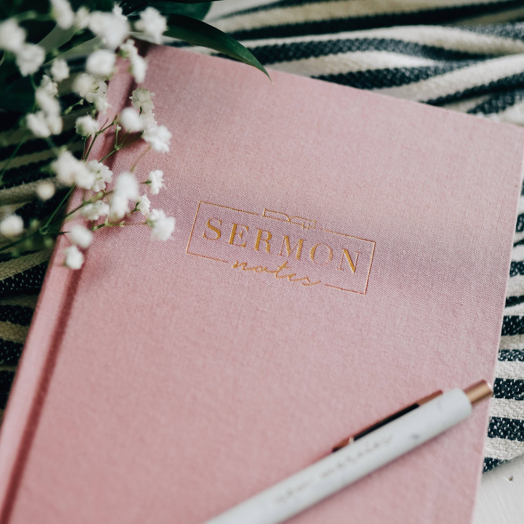 Sermon Notes Notebook - Pink Linen