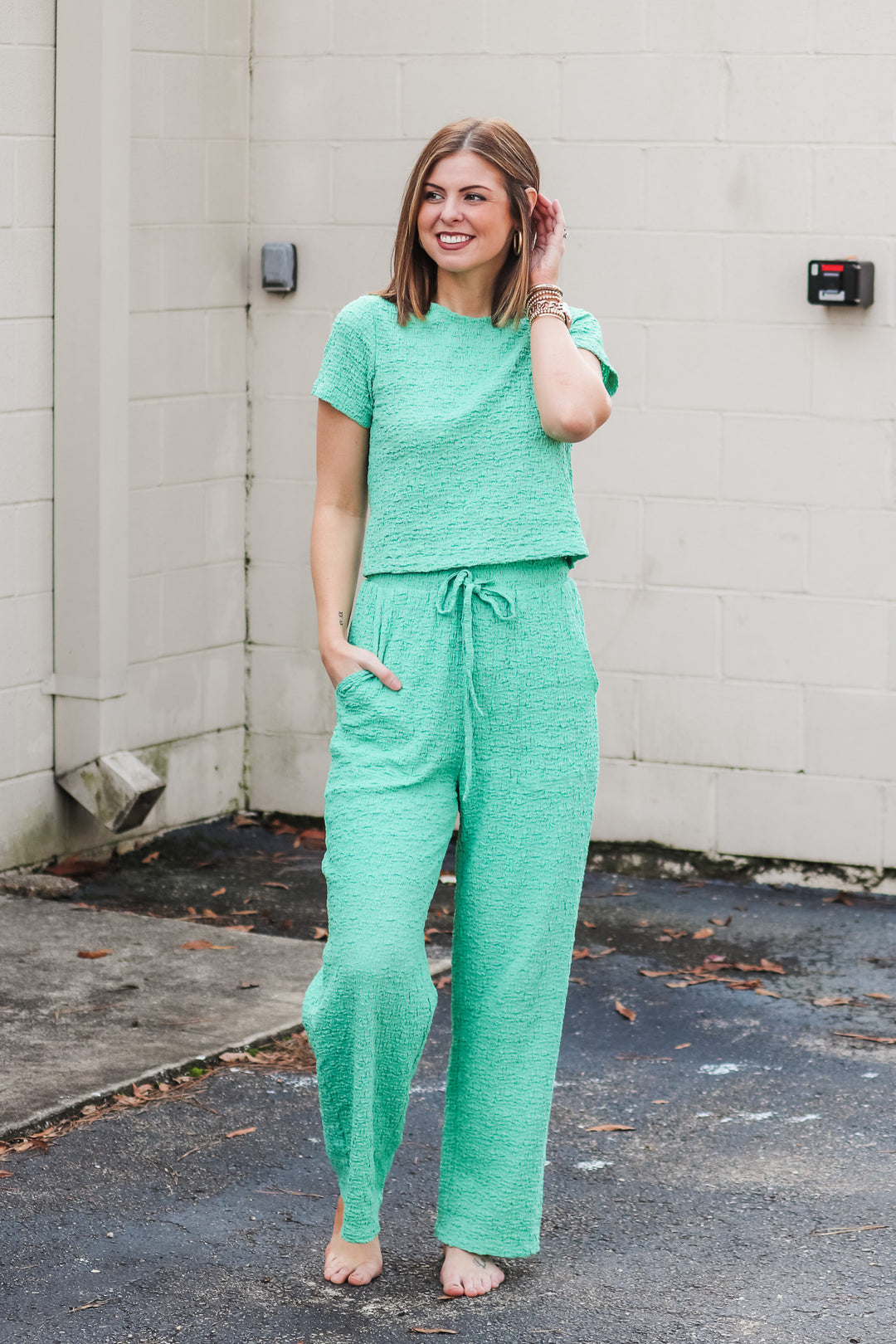 Textured Lounge Top - Green