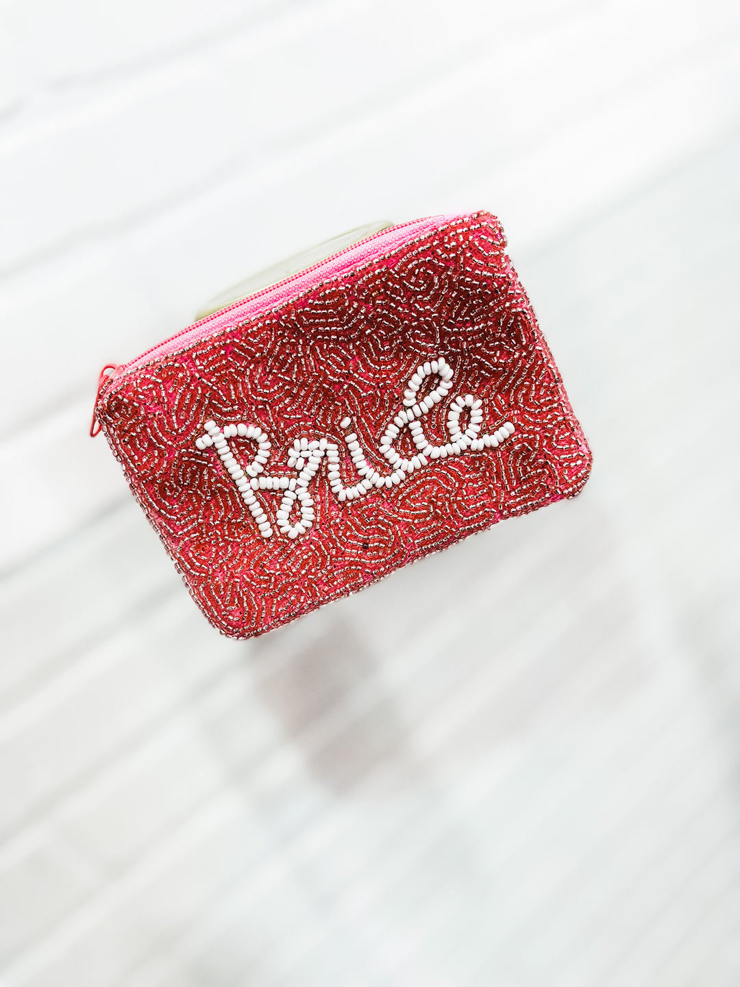 Beaded Coin Pouch - Pink Bride