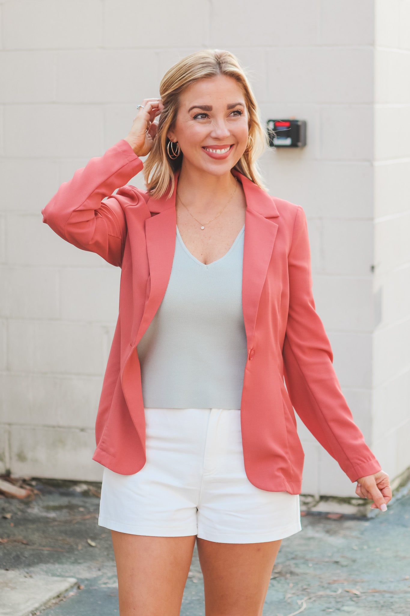 Salmon hot sale pink blazer