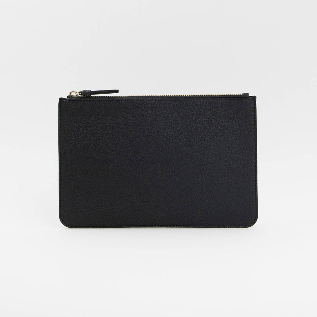 Vegan Leather Clutch Bag - Black